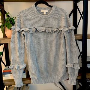 Gray Michael Kors Sweater with Fringe Accents